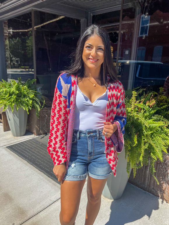 AMERICAN FLAG THEME SWEATER CARDIGAN