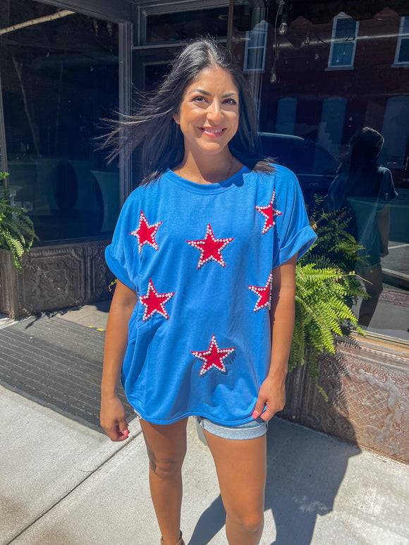 FOURTH OF JULY TERRY PULLOVER TOP