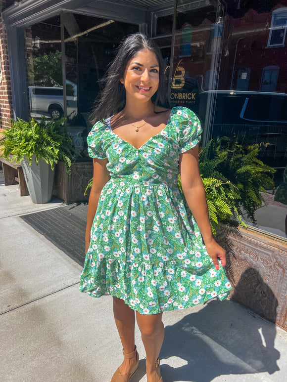 FLORAL BUTTON FRONT MINI DRESS