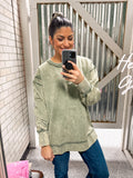 ACID WASH FRENCH TERRY SWEATSHIRT (OLIVE)