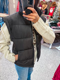 Black High Neck Casual Comfy Puffer Vest