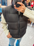 Black High Neck Casual Comfy Puffer Vest