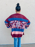 Multi Color Animal Print Colorblock Cardigan