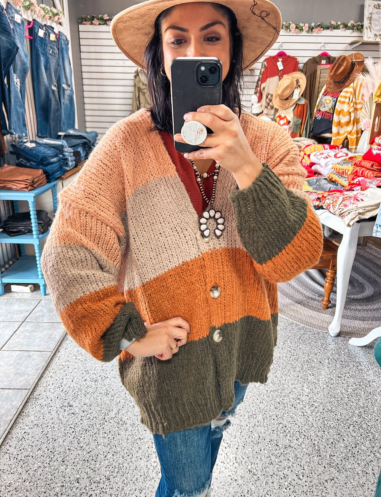 新品 Ameri COLOR BLOCK OVER KNIT CARDIGAN AmeriCOLOR BLOCK OVER KNIT CARDIGAN