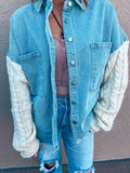 BLUE JEAN JACKET WITH SWEATER SLEEVES