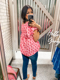 Bubble Pink Printed Baby Doll Top(K9909)