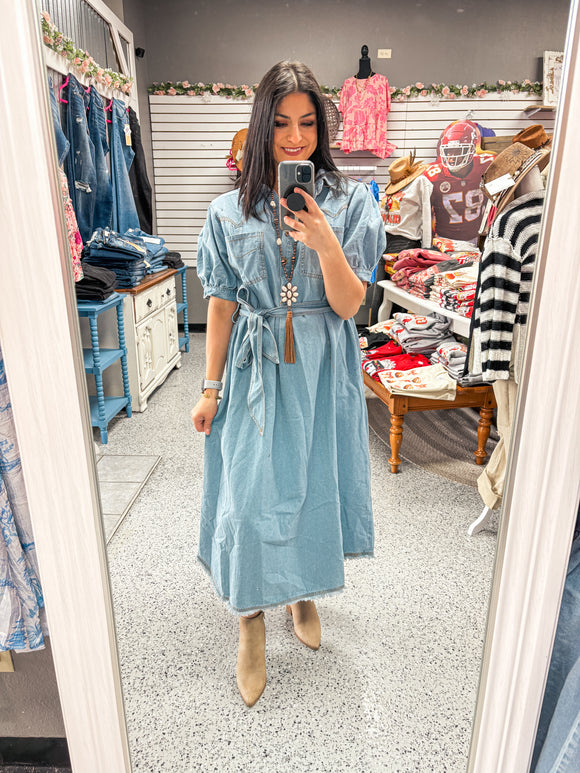 Denim Button Down Midi Dress