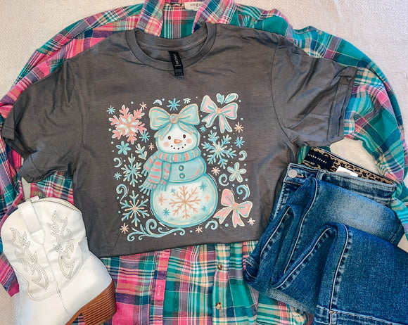 COLORFUL SNOWMAN TEE (CHARCOAL)