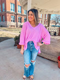 PINK WAFFLE KNIT TOP