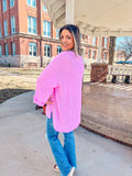 PINK WAFFLE KNIT TOP