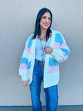 OVERSIZED FIT MULTI COLOR CHUNKY KNIT CARDIGAN