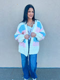 OVERSIZED FIT MULTI COLOR CHUNKY KNIT CARDIGAN