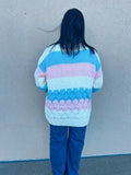 OVERSIZED FIT MULTI COLOR CHUNKY KNIT CARDIGAN