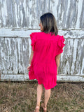 HOT PINK EMBROIDERED DRESS