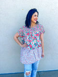 SAGE PINK FLORAL PRINT MIX N MATCH CHALLIS TIERED TUNIC