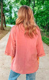 Mauve V-Neck Mineral Washed Top