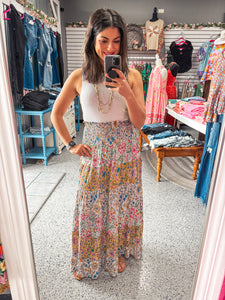TIERED SKIRT W/SMOCKED WAISTBAND