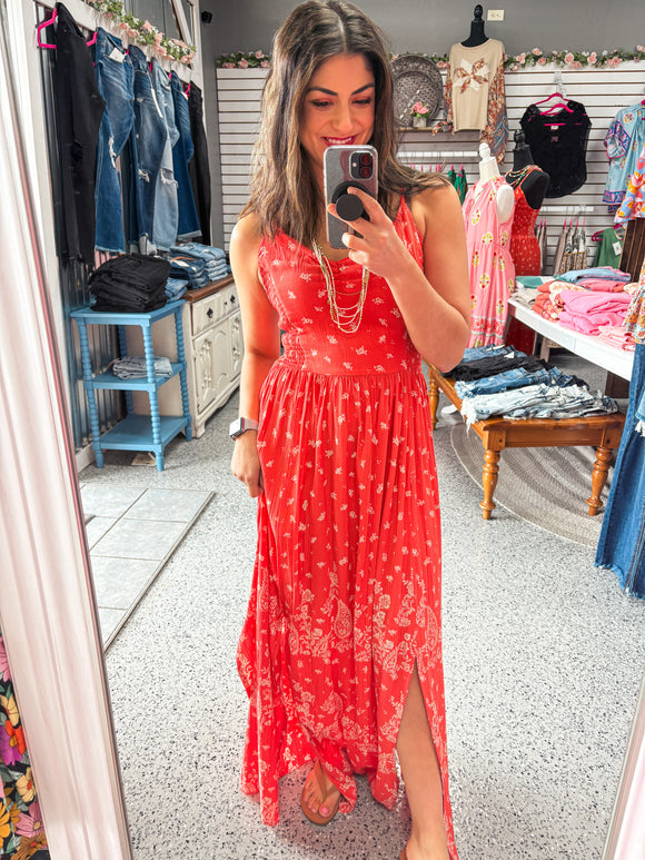 FLAME SMOCKED SIDES RACER BACK MAXI